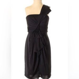 Black BCBG cocktail mini dress one shoulder